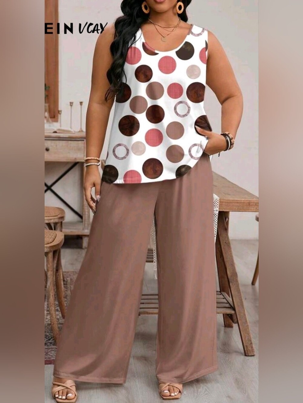 Relaxed Wide-Leg Pants in Taupe for Women